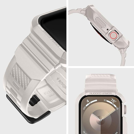 Spigen Rugged Armor Pro - Armband mit Gehäuse für Apple Watch 4/5/6/7/8/9/SE 44/45 mm (Dune Beige)