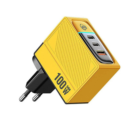 WEKOME WP-U155 Tint Series - Chargeur super rapide 2x USB-C & USB-A GaN 100W (Jaune)