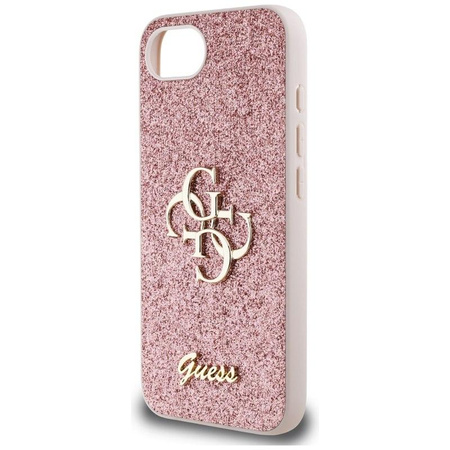 Guess Fixed Glitter Big 4G - Coque pour iPhone 16e (rose)
