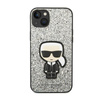 Karl Lagerfeld Glitter Flakes Ikonik - pouzdro pro iPhone 14 Plus (stříbrné)