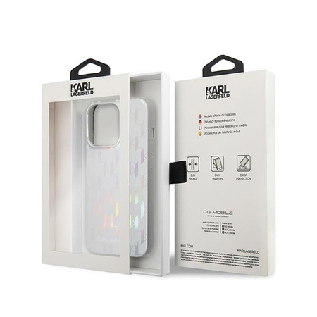 Karl Lagerfeld Monogram Irizáló - iPhone 14 Pro Max tok (ezüst)