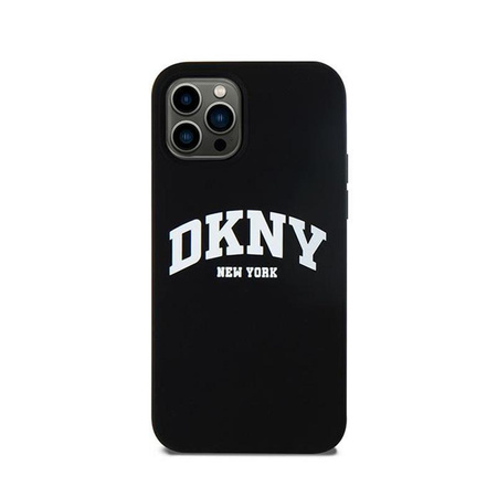 DKNY Liquid Silicone White Printed Logo MagSafe - Schutzhülle für iPhone 12 / iPhone 12 Pro (schwarz)