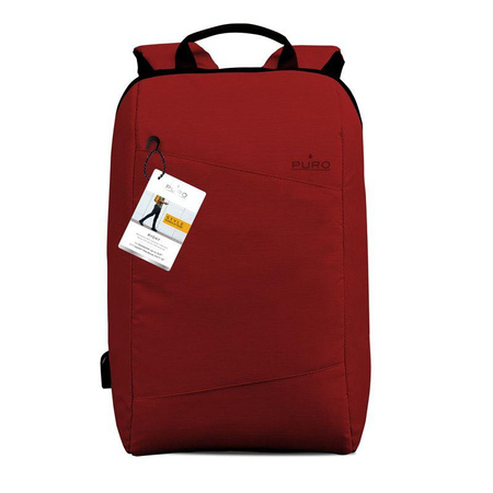 PURO Byday - Rucksack mit externem USB-Anschluss für MacBook Pro 15" / Notebook 15.6" (rot)