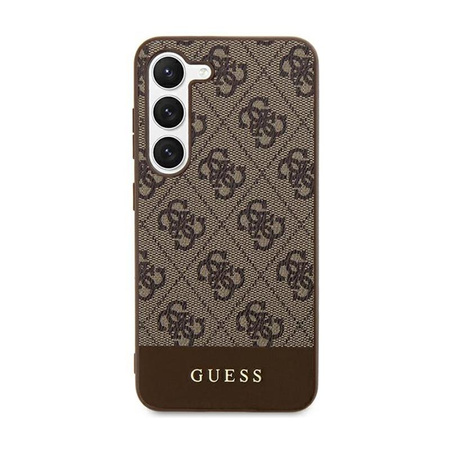 Guess 4G Bottom Stripe Metal Logo Collection - pouzdro pro Samsung Galaxy S24+ (hnědé)