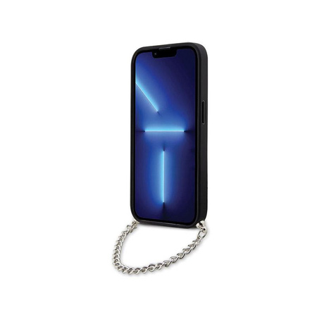 Karl Lagerfeld Saffiano Monogram Chain - Etui iPhone 14 Pro Max (Srebrny)