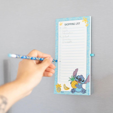Disney Stitch - Magnetický zápisník / nákupní seznam na ledničku + tužka z kolekce Tropical (10 x 21 cm)