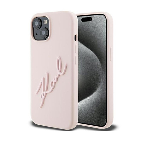 Karl Lagerfeld Silicone Karl Script - Coque iPhone 15 (rose)