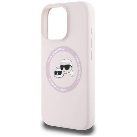 Karl Lagerfeld Silicone Double Heads And Circle MagSafe - Coque pour iPhone 16 Pro (rose)
