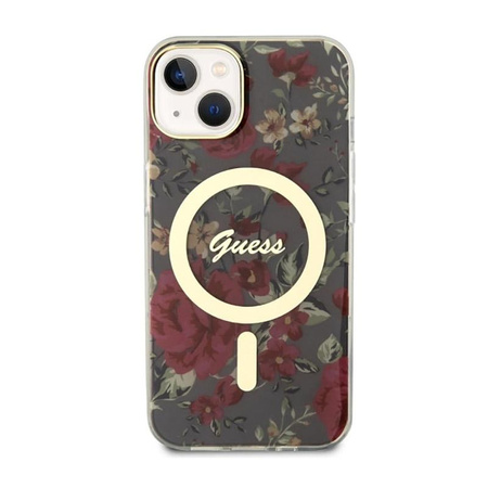 Guess Flower MagSafe - iPhone 14 Plus Tasche (Grün)