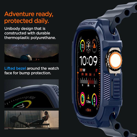 Spigen Rugged Armor - Étui pour Apple Watch Ultra 1/2 49 mm (Bleu marine)