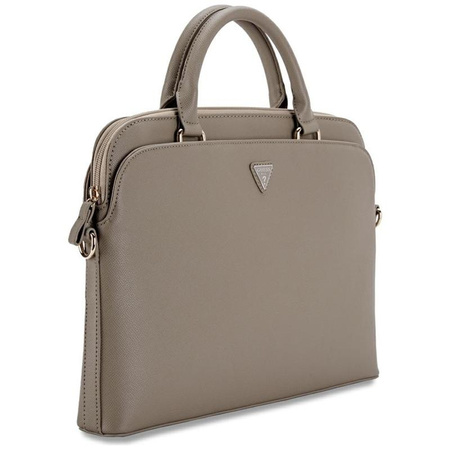 Guess Grained Zipper Pocket Triangle Logo - 15" Notebook Bag (brown)