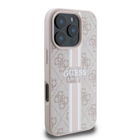 Guess 4G Printed Stripes MagSafe – Hülle für iPhone 16 Pro (rosa)