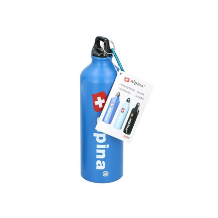 Alpina - Bouteille en aluminium avec mousqueton 750 ml (Bleu)