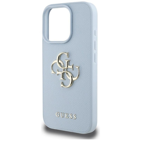 Guess Genarbtes Großes 4G Logo Kleines Klassisches Logo - Tasche für iPhone 16 Pro Max (blau)