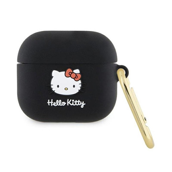 Hello Kitty Silikonová 3D hlava kočičky - pouzdro pro AirPods 3 (černé)