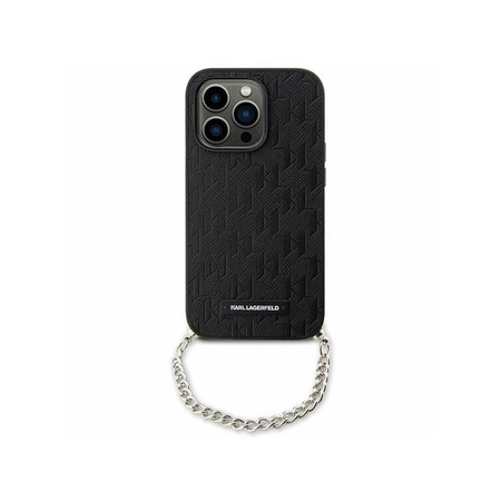 Karl Lagerfeld Saffiano Monogram Chain - iPhone 14 Case (Black)