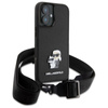 Karl Lagerfeld Saffiano Karl & Choupette Metall Pin CBDY Armband - iPhone 16 Tasche (schwarz)