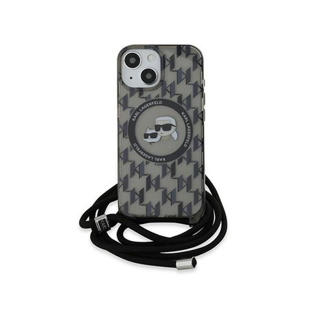 Karl Lagerfeld IML Crossbody Monogram Karl & Choupette Head MagSafe - pouzdro na iPhone 15 / 14 / 13 (černé)