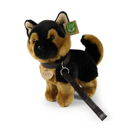 Rappa - Mascotte en peluche réaliste de Berger allemand avec laisse debout 23 cm Respect de l'environnement