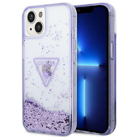 Guess Liquid Glitter Triangle Logo Case - iPhone 14 Case (purple)