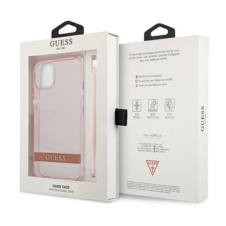 Guess Translucent Strap - iPhone 13 Case (pink)
