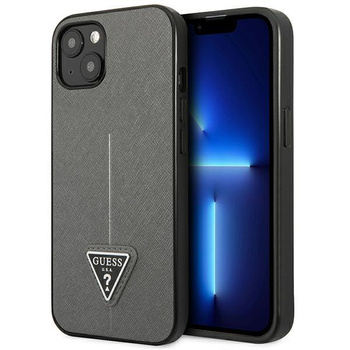 Pouzdro Guess Saffiano Triangle Logo - iPhone 13 mini (stříbrné)
