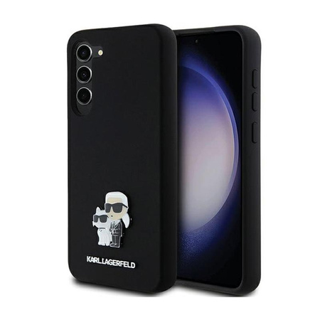 Karl Lagerfeld Silicone Karl & Choupette Metall-Anstecker - Hülle Samsung Galaxy S24+ (czarny)
