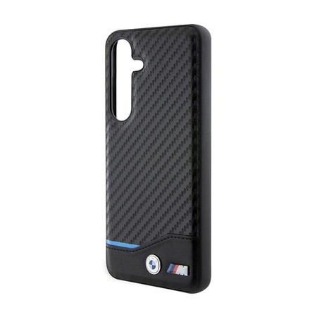 BMW Leather Carbon Blue Line - pouzdro pro Samsung Galaxy S24 (černé)