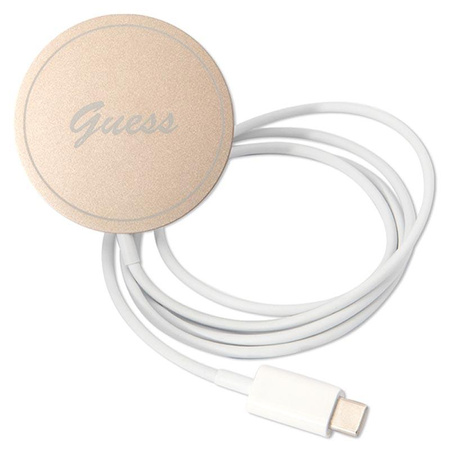 Guess Bundle Pack MagSafe 4G - sada pouzdra pro iPhone 13 Pro Max + nabíječka MagSafe (hnědá/zlatá)