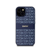 DKNY Bőr mono csíkos és fém logóval - iPhone 15 / 14 / 13 tok (kék)