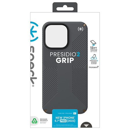Speck Presidio2 Grip - Coque iPhone 15 Pro Max (Gris anthracite / Bronze froid / Blanc)