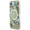 Guess IML Metall Glitter Blumen Dreieck MagSafe - Tasche für iPhone 16e (grün)
