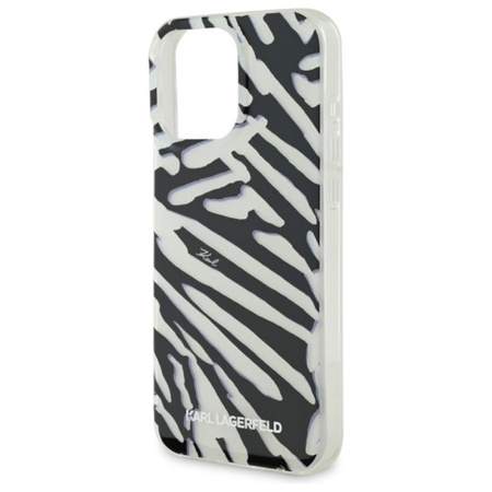 Karl Lagerfeld IML Zebra Pattern & Cord - Hülle für iPhone 16 Pro Max (schwarz)