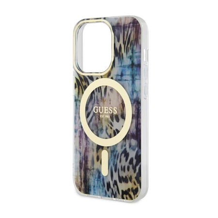 Guess Leopard MagSafe - iPhone 14 Pro Case (Blue)