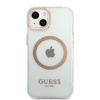 Guess Metal Outline Magsafe - Coque iPhone 13 (Transparent / Or)