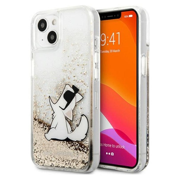 Karl Lagerfeld Liquid Glitter Choupette Fun - Coque pour iPhone 13 (Or)