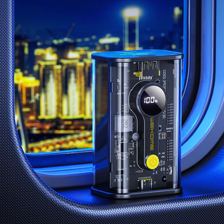 WEKOME WP-333 Vanguard Series - Banque d'énergie 10000 mAh Super Charging PD 20W + QC 22.5W (Noir / Transparent)