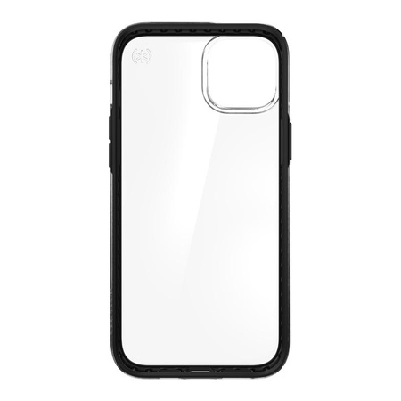 Speck Presidio Perfect-Clear with Impact Geometry - iPhone 15 Plus / 14 Plus Case with MICROBAN Coating (Clear / Black)