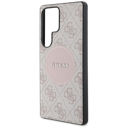 Guess 4G Round Patch Classic Logo MagSafe - tok Samsung Galaxy S25 Ultra (rózsaszín)
