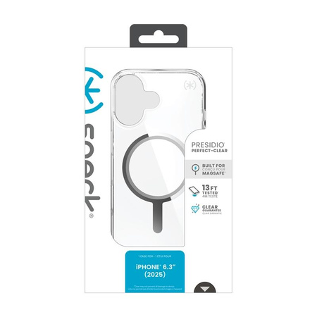 Speck Presidio Perfect Clear MagSafe - iPhone 17 Hülle (Transparent/Silber)