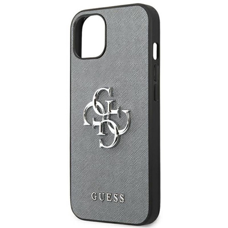 Guess Saffiano 4G Big Silver Logo - pouzdro pro iPhone 13 mini (šedé)