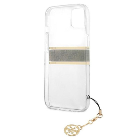 Guess 4G Stripe Brown Charm - Coque pour iPhone 13 mini (transparente)