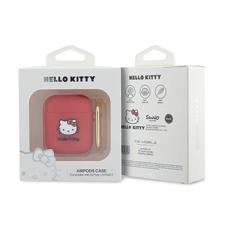 Hello Kitty Silikonová 3D hlava kočičky - pouzdro pro AirPods 1/2 generace (fuchsiová)