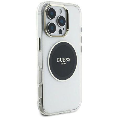 Guess IML Metal Colored Circle Classic Logo MagSafe - Hülle für iPhone 16 Pro Max (schwarz)