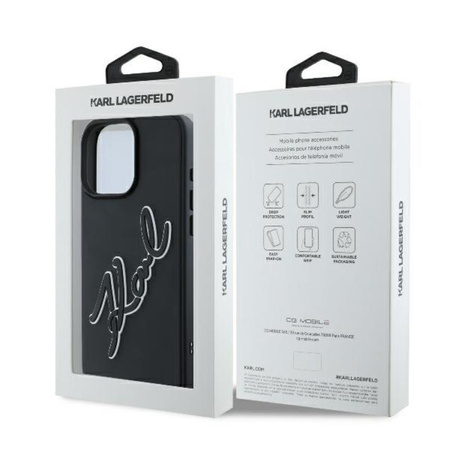 Karl Lagerfeld 3D Rubber Bicolor Signature - Hülle für iPhone 16 Pro (schwarz)