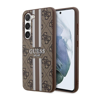 Guess 4G Printed Stripe - pouzdro pro Samsung Galaxy S23 (hnědé)