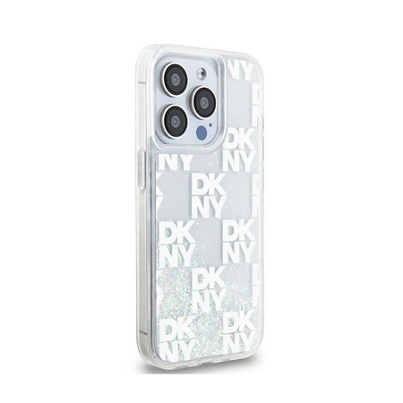 DKNY Liquid Glitter Multilogo - Coque iPhone 15 Pro (blanc)