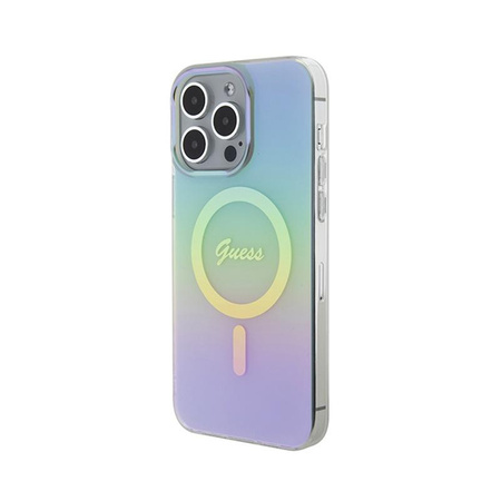 Pouzdro Guess IML Iridescent MagSafe - iPhone 15 Pro Max (tyrkysové)