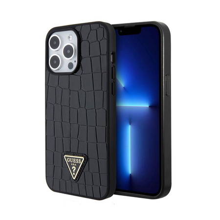 Guess Croco Triangle Metal Logo - iPhone 15 Pro Max Case (black)