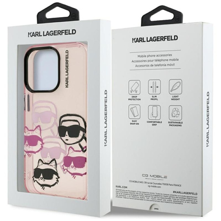 Karl Lagerfeld IML Multi K&C Head Pattern – Hülle für iPhone 16 Pro (rosa)